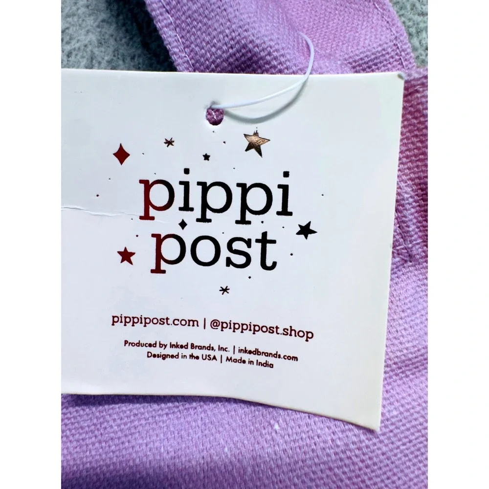 Pippi Post Book Lover Canvas Tote Bag NWT Purple Book Stack Library Reader Gift